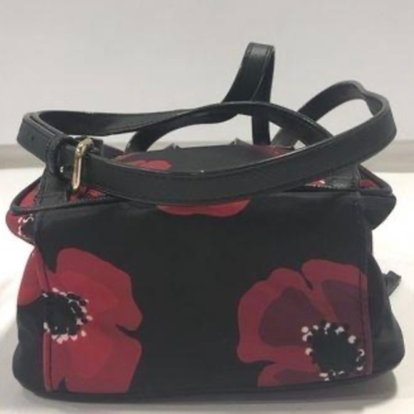 Kate Spade Red Poppy Print Black Nylon Backpack w/COA main image 4